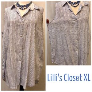 Blue and White Striped Sleeveless Top